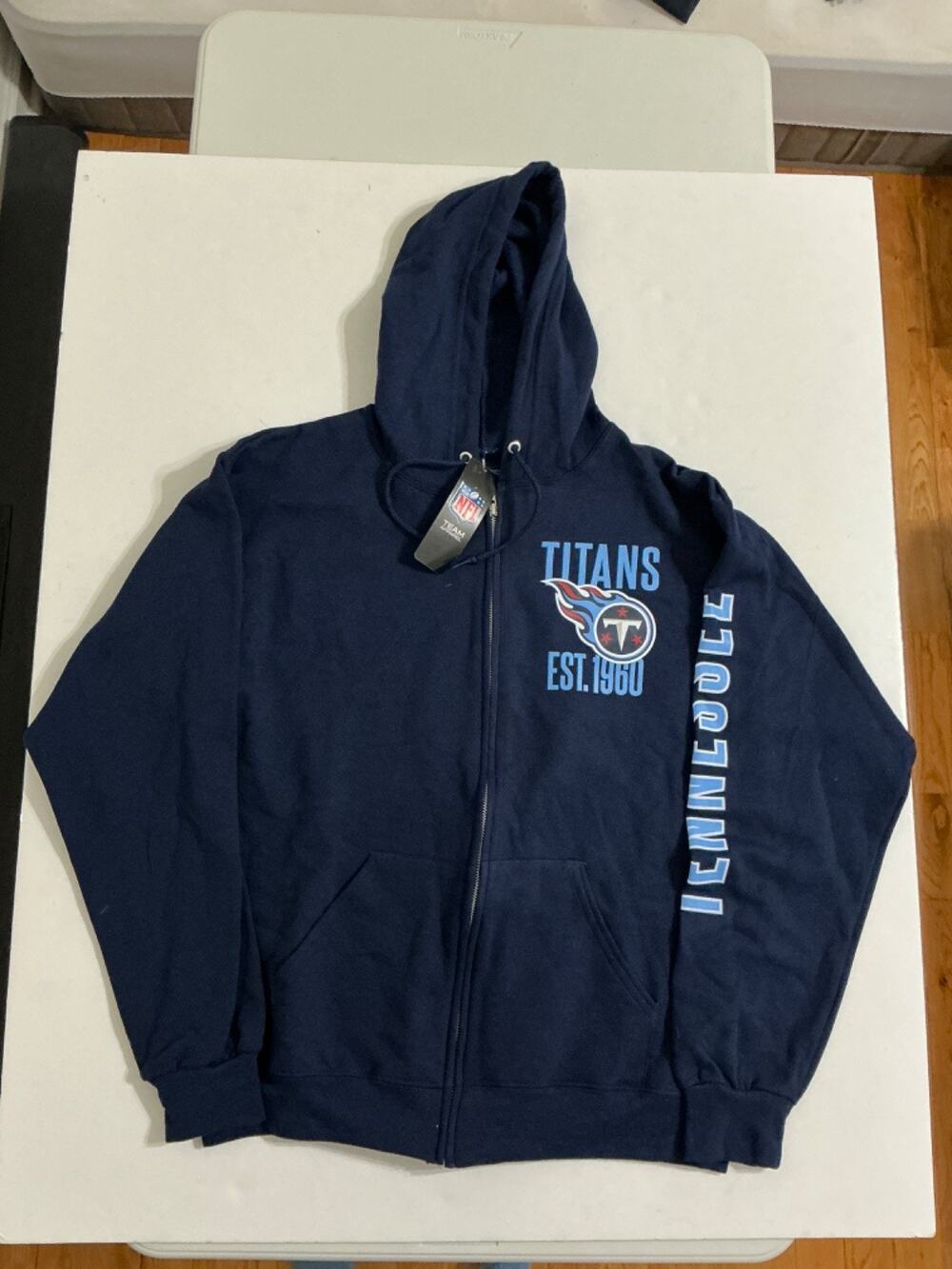 Tennessee Titans NFL Team Apparel Full Zip Hoodie Men's M Navy Sweatshirt NWT